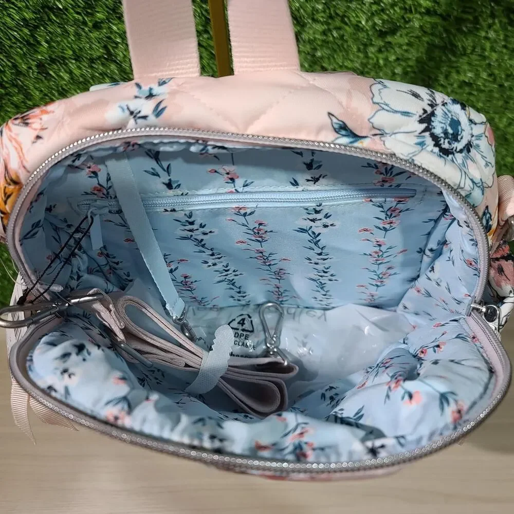 Vera Bradley Convertible Small Backpack / Peach Blossom Bouquet NWT